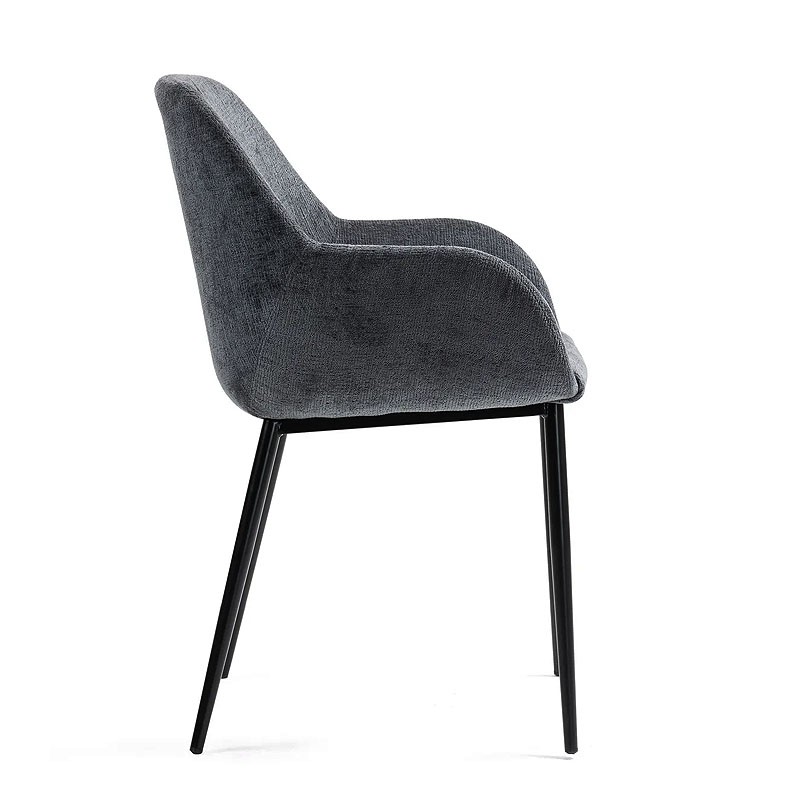 Fauteuil salle à manger accoudoirs HIBIS tissu chenille, 4 coloris