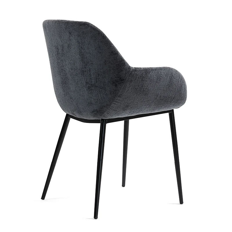 Fauteuil salle à manger accoudoirs HIBIS tissu chenille, 4 coloris