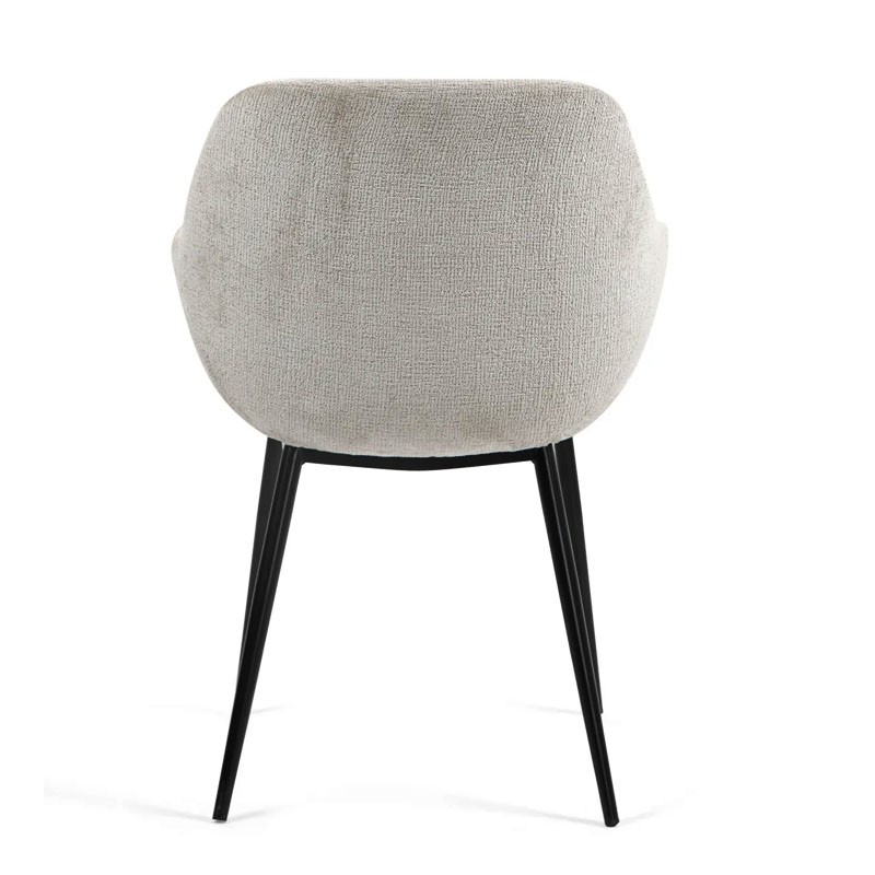 Fauteuil salle à manger accoudoirs HIBIS tissu chenille, 4 coloris