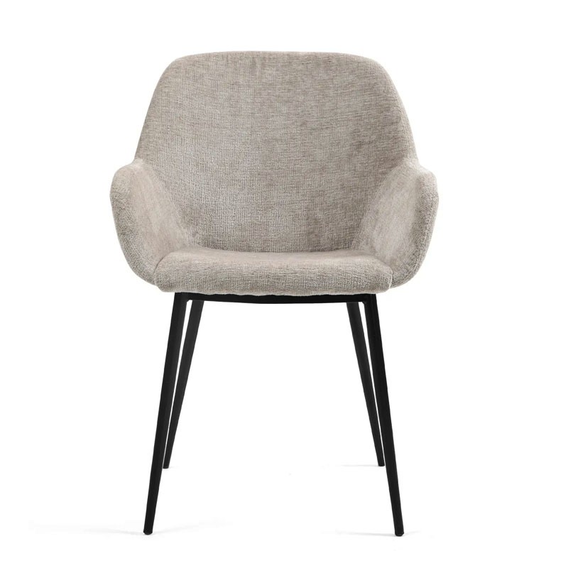 Fauteuil salle à manger accoudoirs HIBIS tissu chenille, 4 coloris