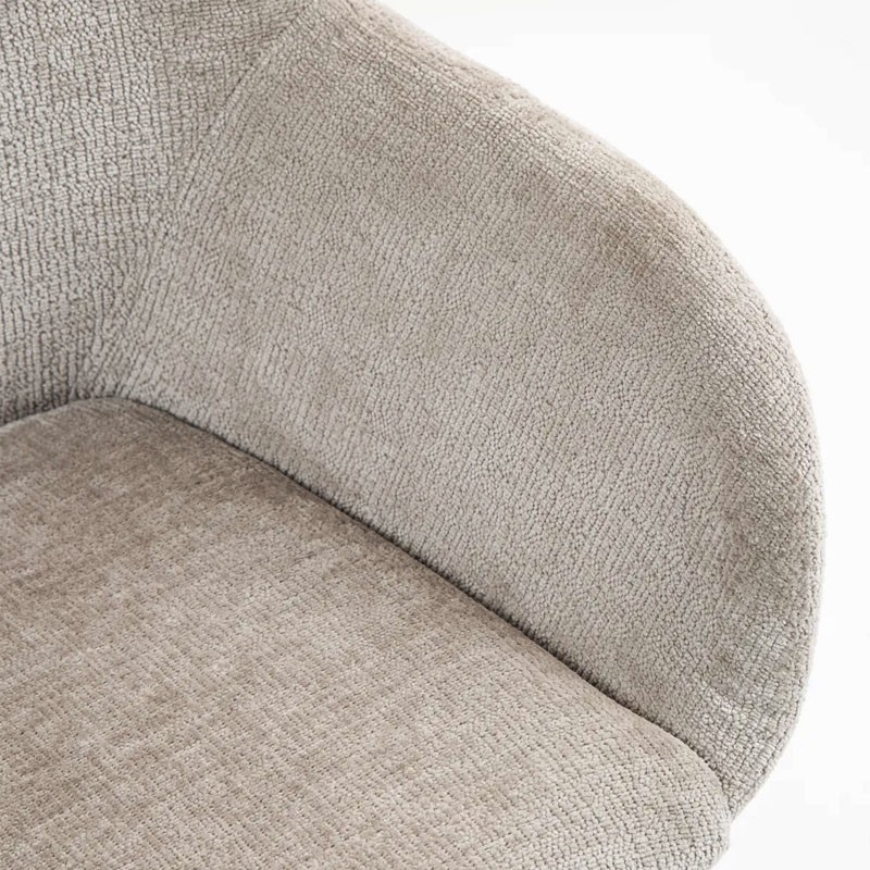 Fauteuil salle à manger accoudoirs HIBIS tissu chenille, 4 coloris