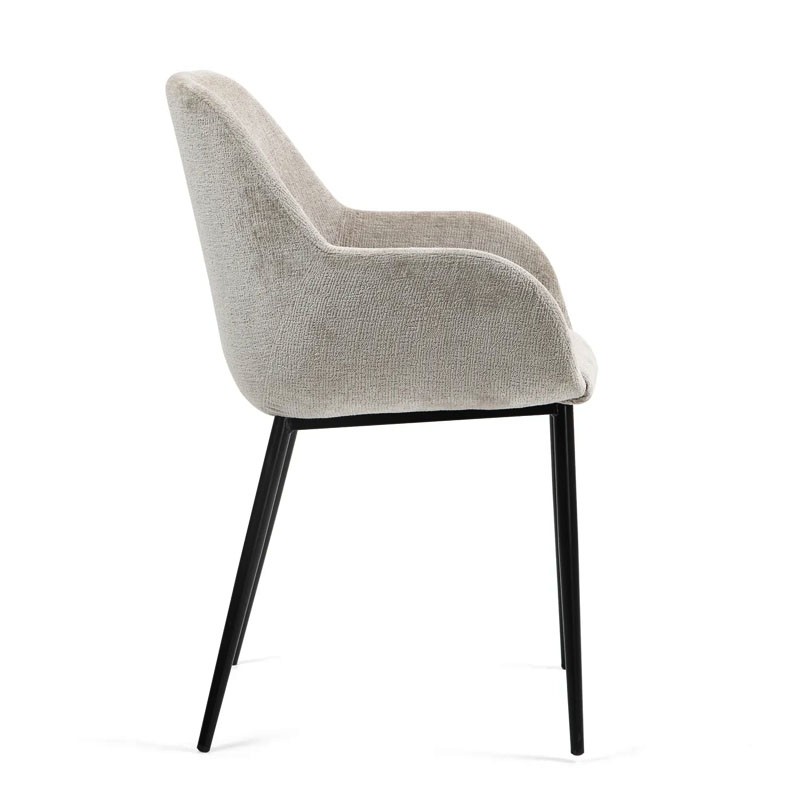 Fauteuil salle à manger accoudoirs HIBIS tissu chenille, 4 coloris