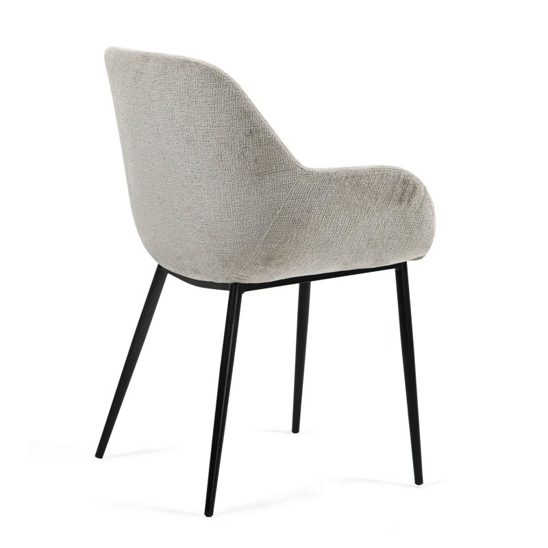 Fauteuil salle à manger accoudoirs HIBIS tissu chenille, 4 coloris