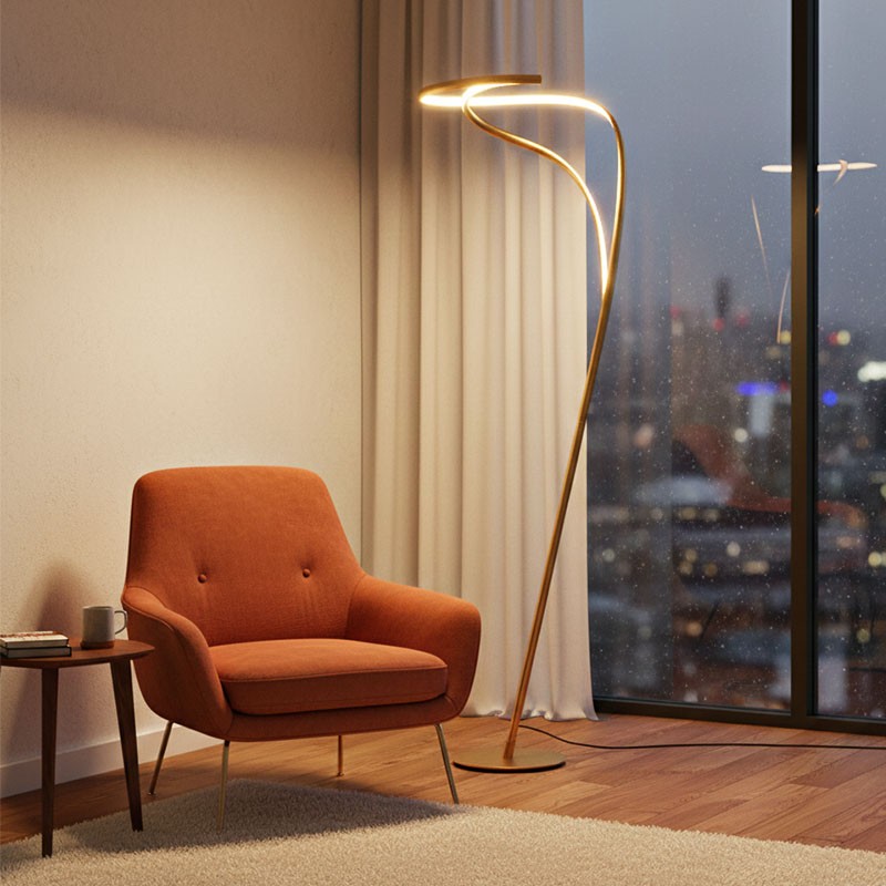 Lampadaire led avec variateur d'intensité SARDANA or et laiton