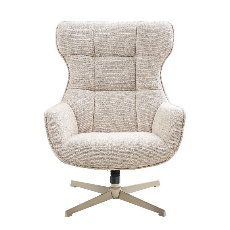 Fauteuil confortable pivotant TURIN, tissu bouclette naturel