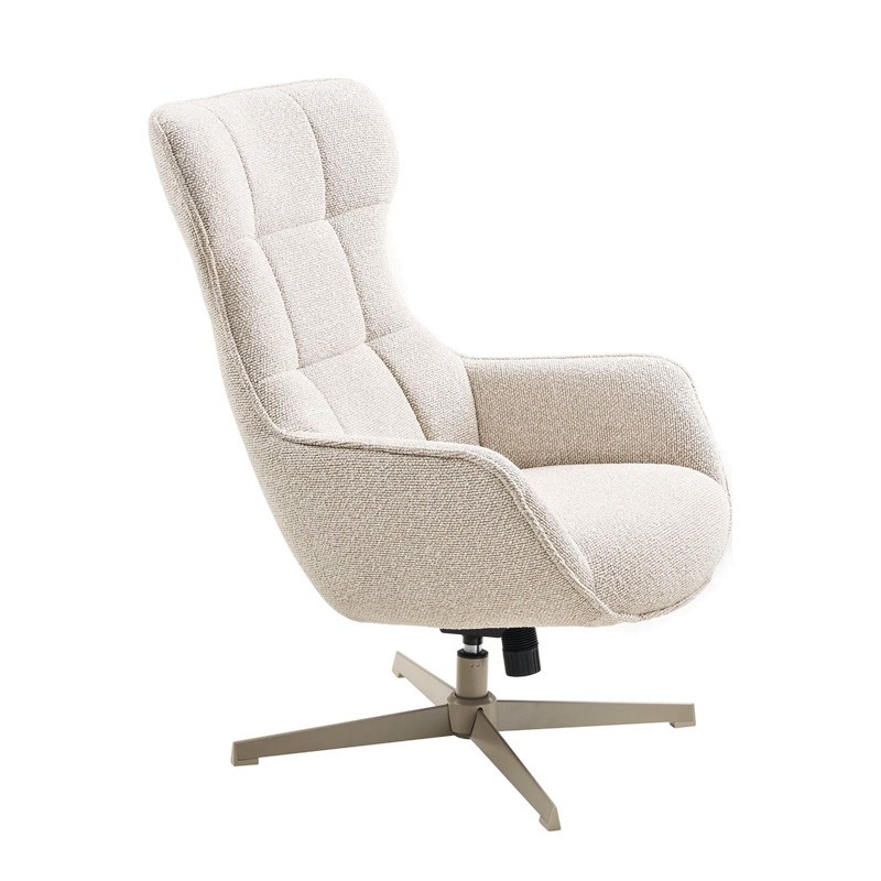 Fauteuil confortable pivotant TURIN, tissu bouclette naturel