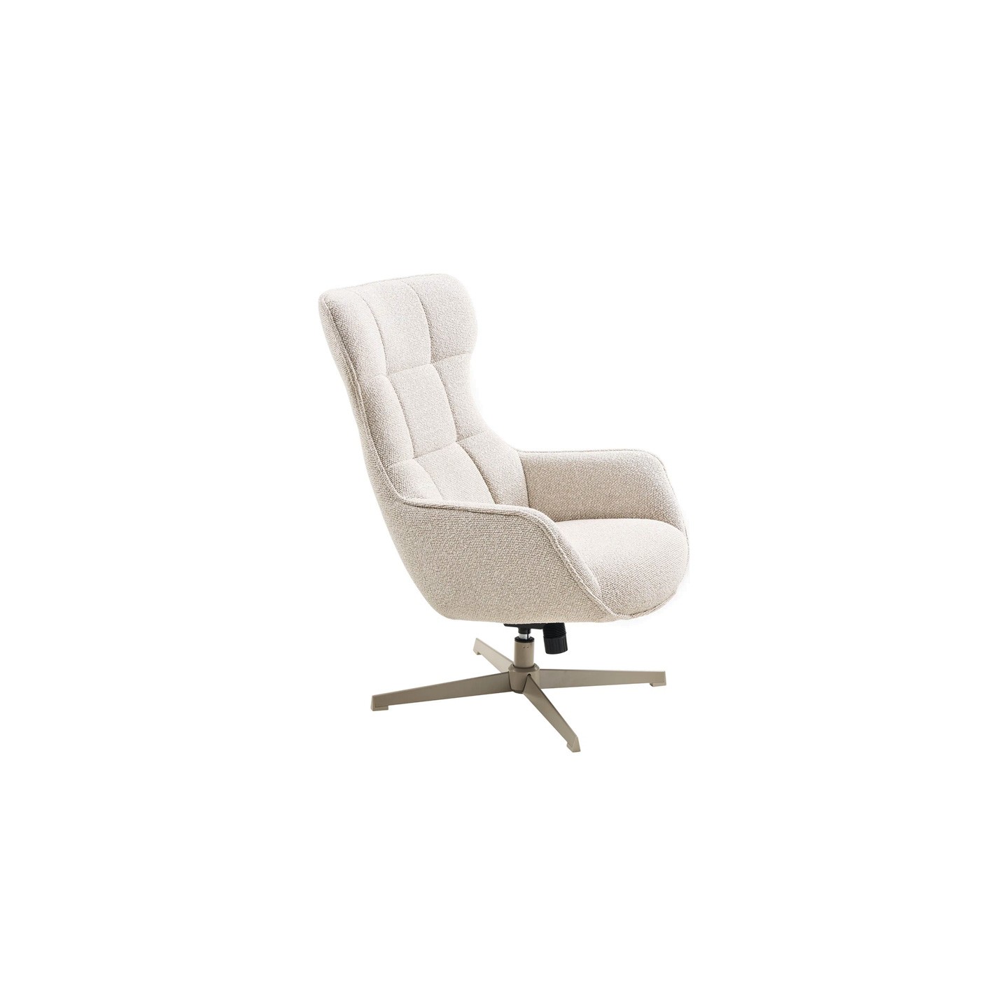 Fauteuil confortable pivotant TURIN, tissu bouclette naturel