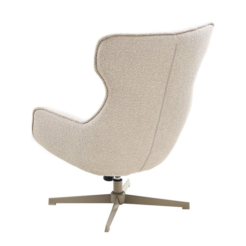 Fauteuil confortable pivotant TURIN, tissu bouclette naturel