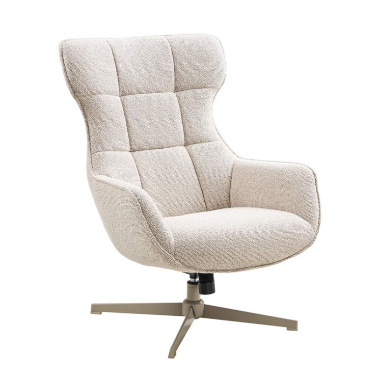 Fauteuil confortable pivotant TURIN, tissu bouclette naturel