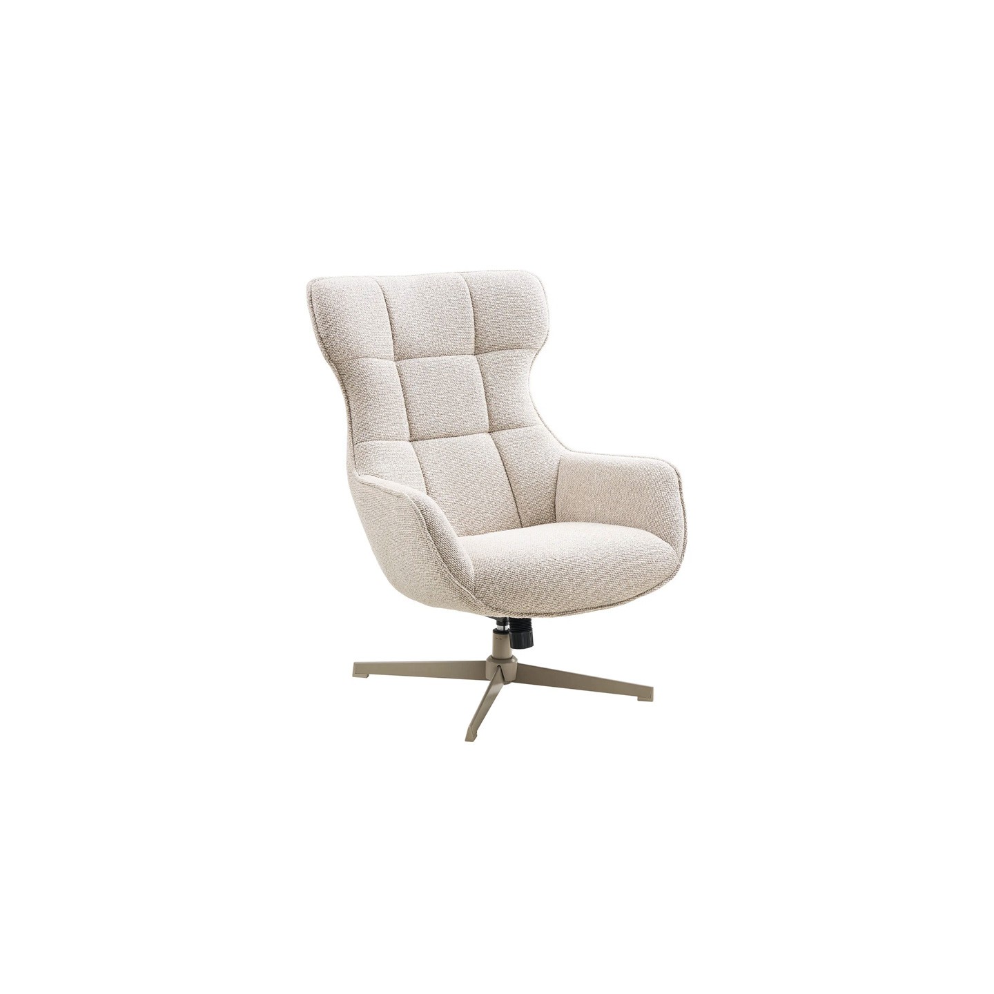 Fauteuil confortable pivotant TURIN, tissu bouclette naturel