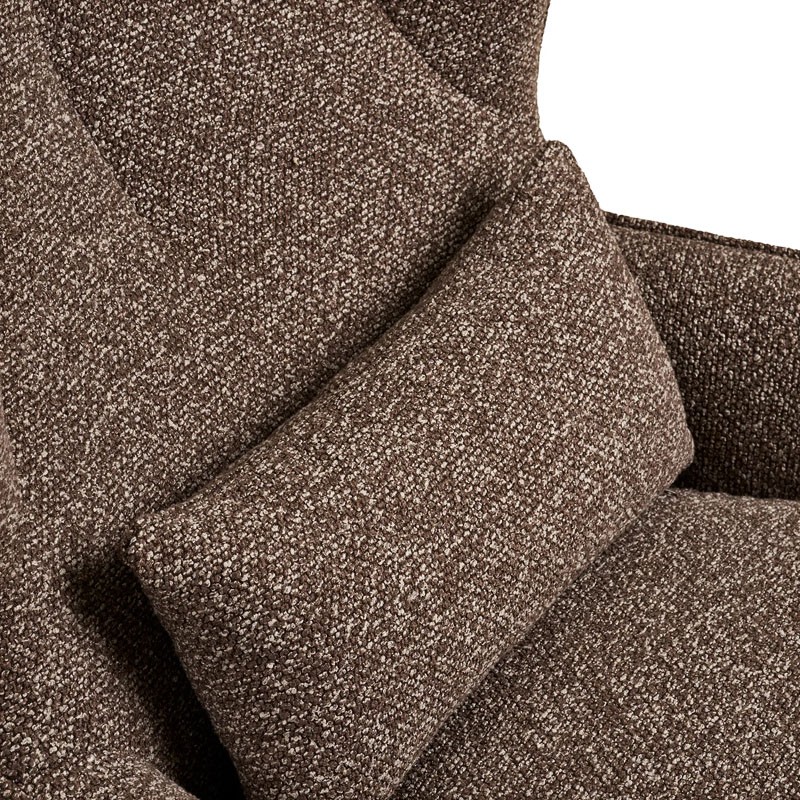 Fauteuil confortable pivotant BLENHEIM, tissu chiné marron et pied couleur bronze