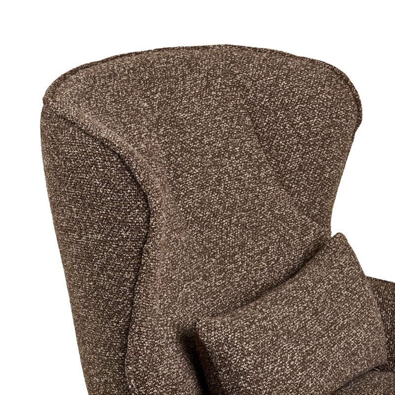 Fauteuil confortable pivotant BLENHEIM, tissu chiné marron et pied couleur bronze