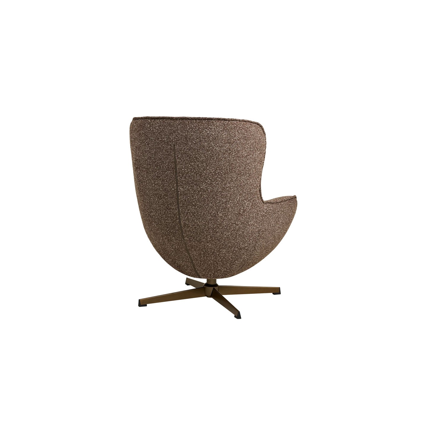 Fauteuil confortable pivotant BLENHEIM, tissu chiné marron et pied couleur bronze