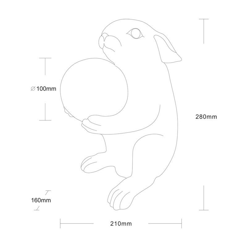 Lampe lapin design RABBIT or ou noir