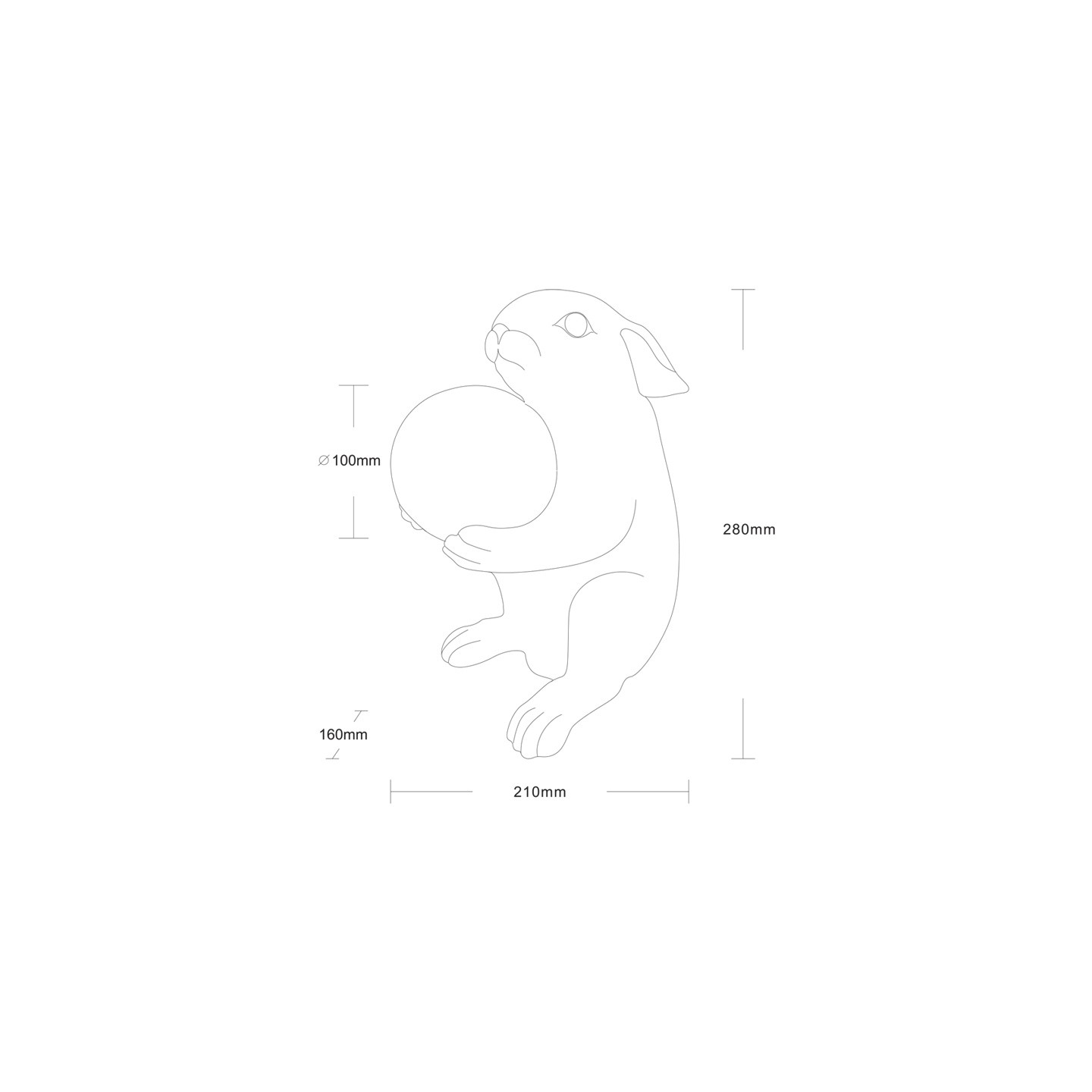 Lampe lapin design RABBIT or ou noir