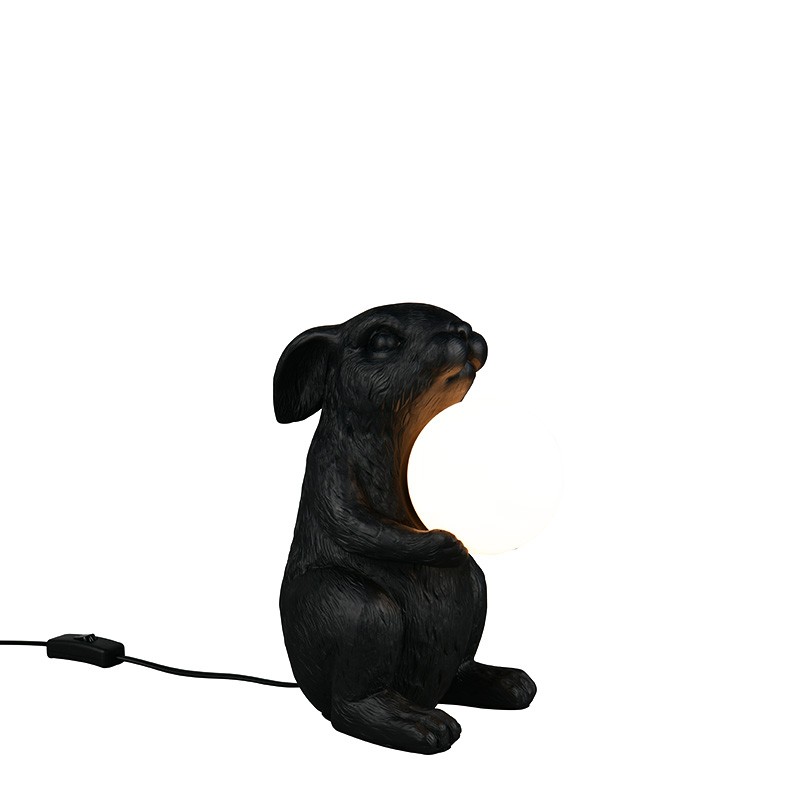 Lampe lapin design RABBIT or ou noir