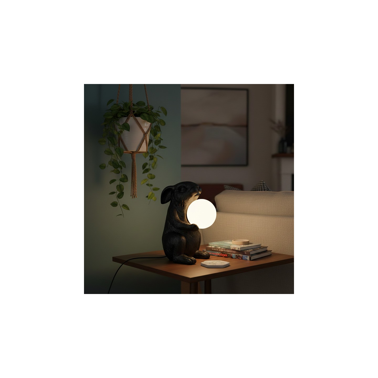 Lampe lapin design RABBIT or ou noir