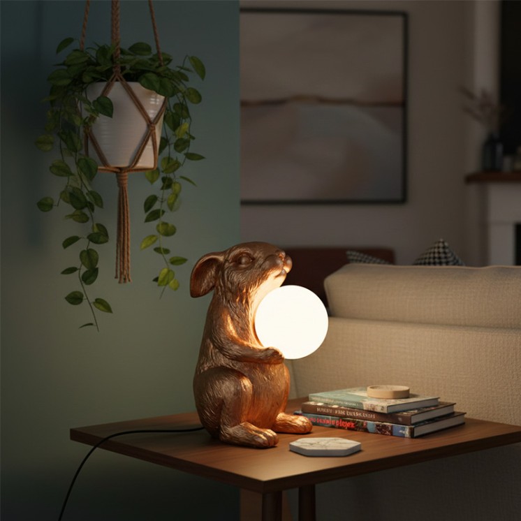 Lampe lapin design RABBIT or ou noir