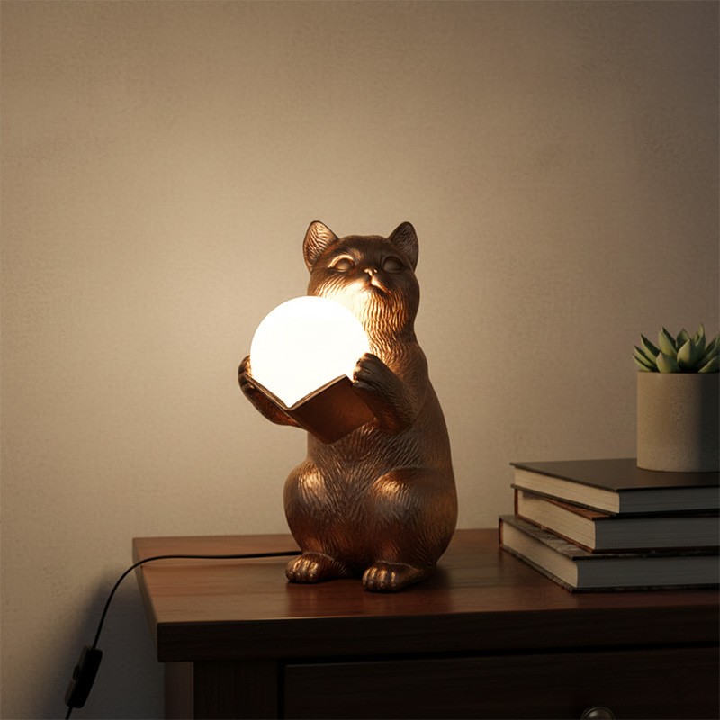 Lampe de chevet chat GATIO noir ou or