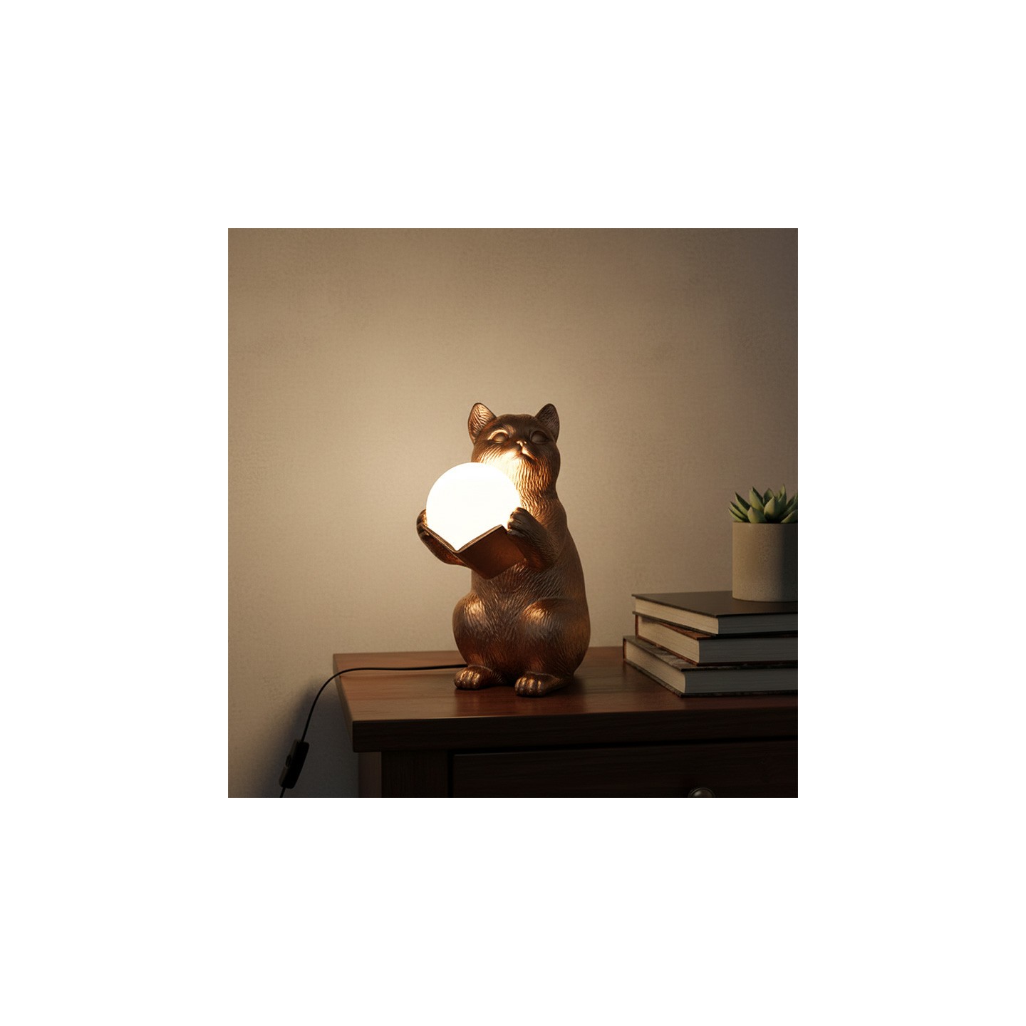 Lampe de chevet chat GATIO noir ou or