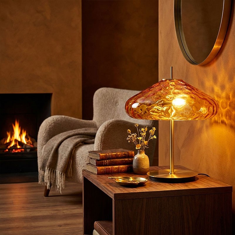 Lampe à poser en verre CYRUS Ø45 cm, 3 coloris