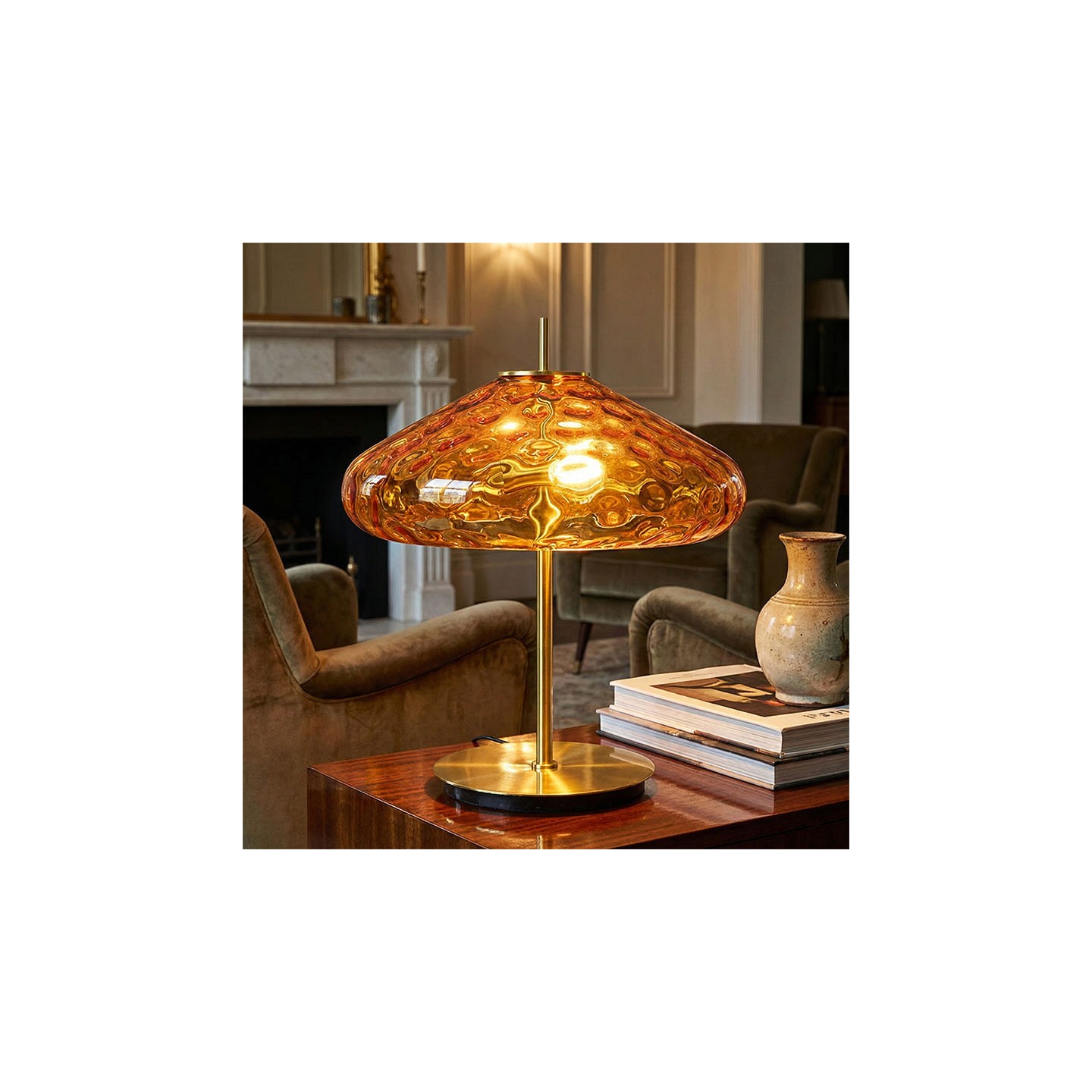 Lampe à poser en verre CYRUS Ø45 cm, 3 coloris