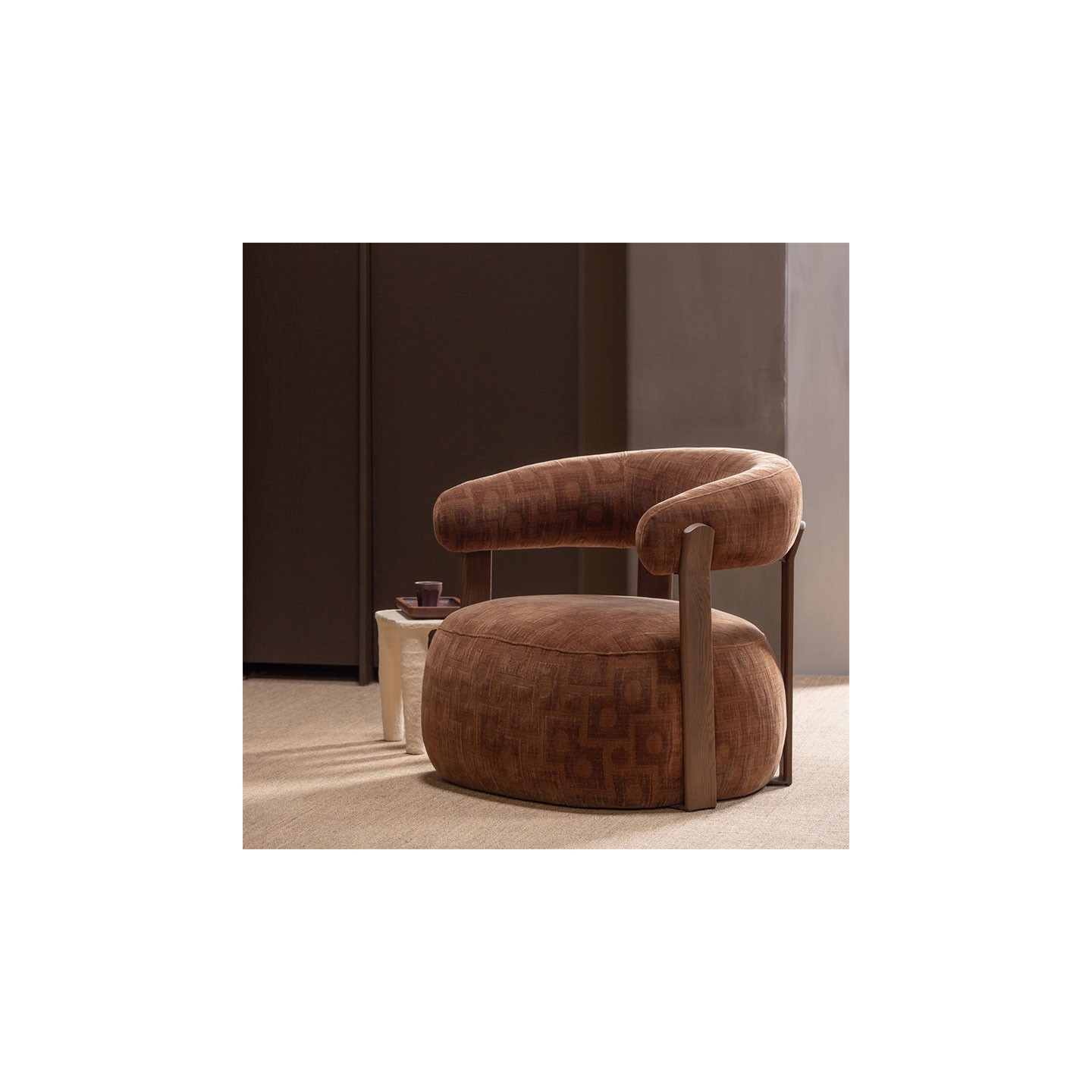 Fauteuil design scandinave FOON, brun ou sable