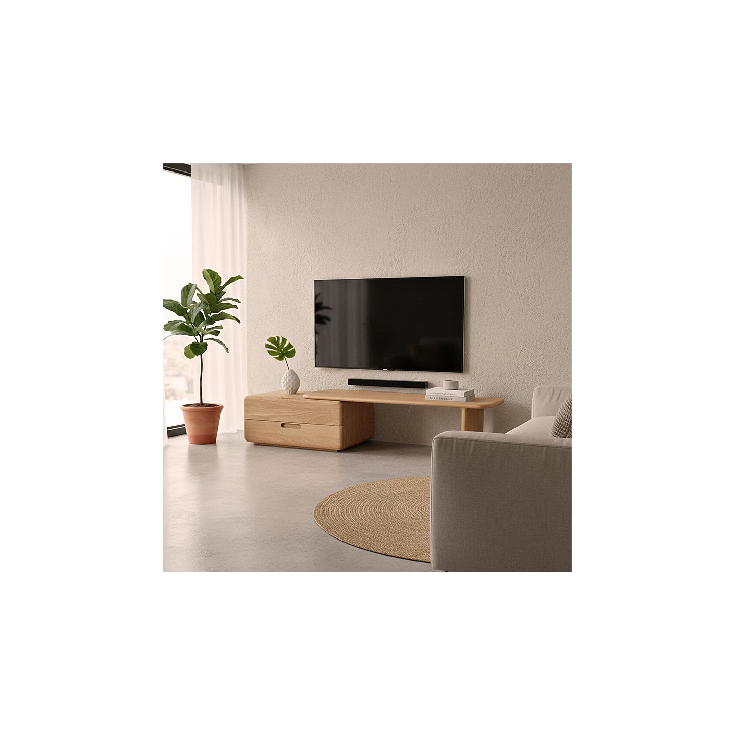 Meuble tv en chêne massif TEHEME, 2 finitions Drugeot Manufacture