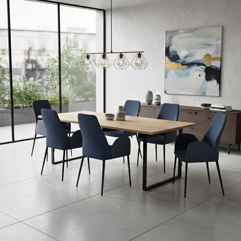 Chaise salle a manger MATHILDE BRIDGE, tissu Cali & Canada, 8 coloris Europea Design