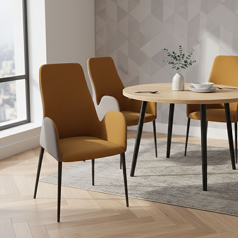 Chaise salle a manger MATHILDE BRIDGE, tissu Cali & Canada, 8 coloris Europea Design