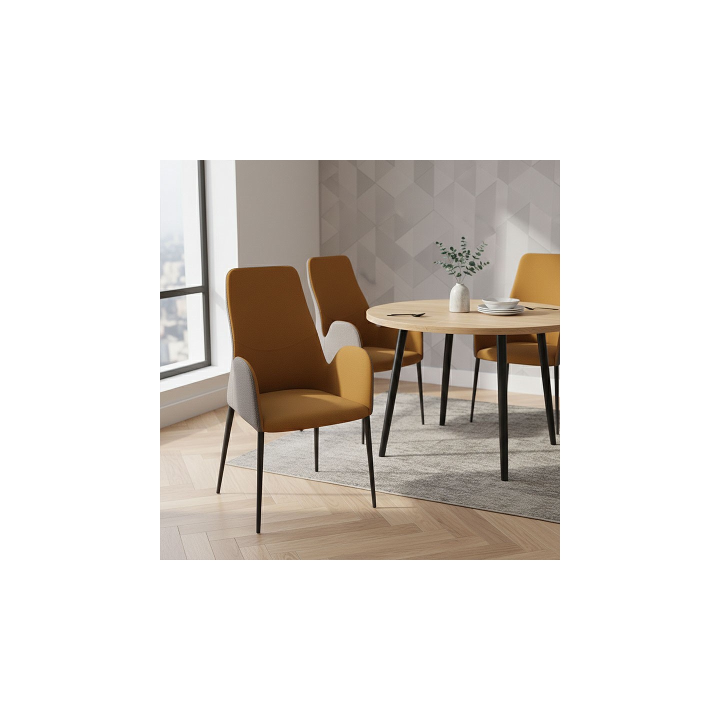 Chaise salle a manger MATHILDE BRIDGE, tissu Cali & Canada, 8 coloris Europea Design