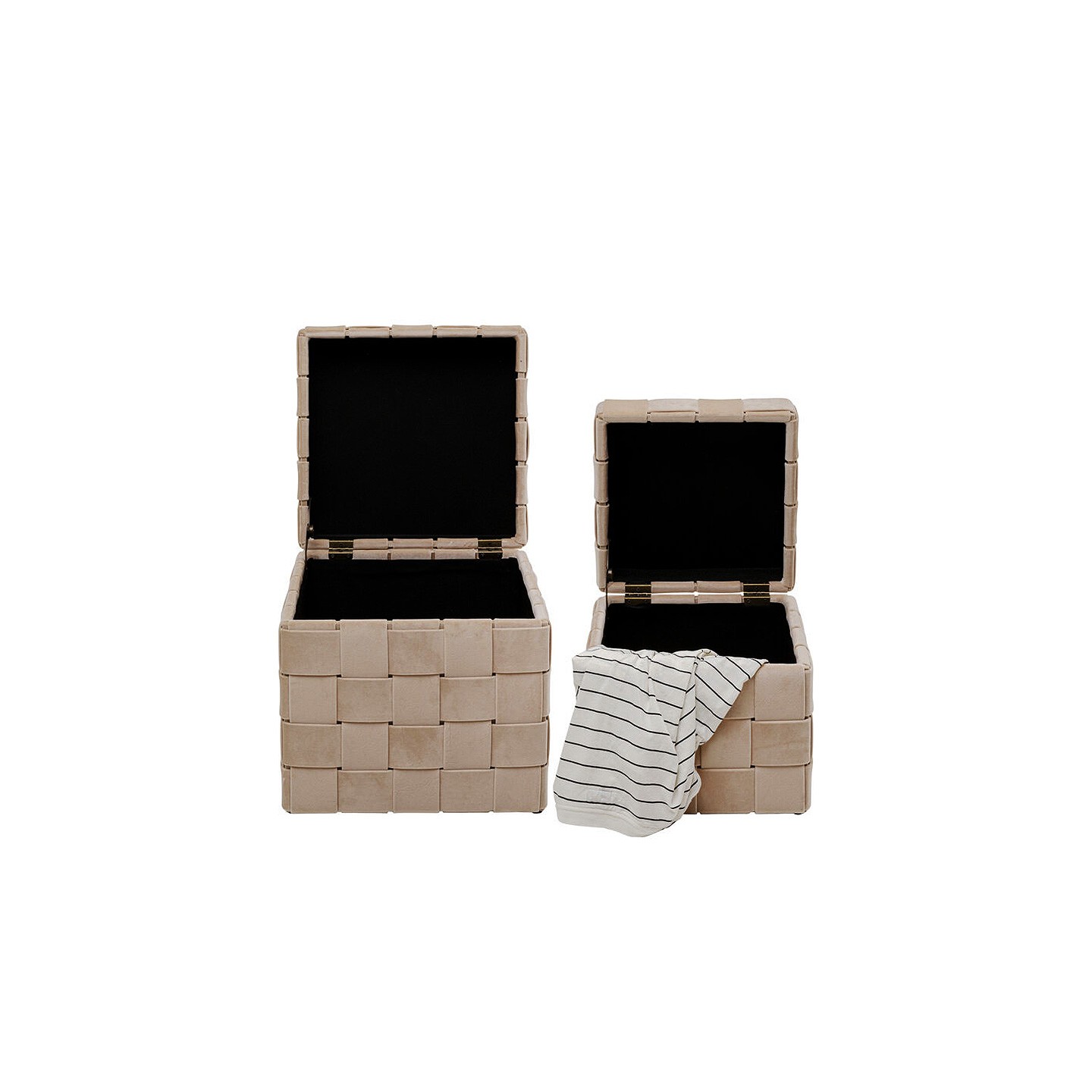 Tabouret coffre rangement WEAVE beige, 2 tailles