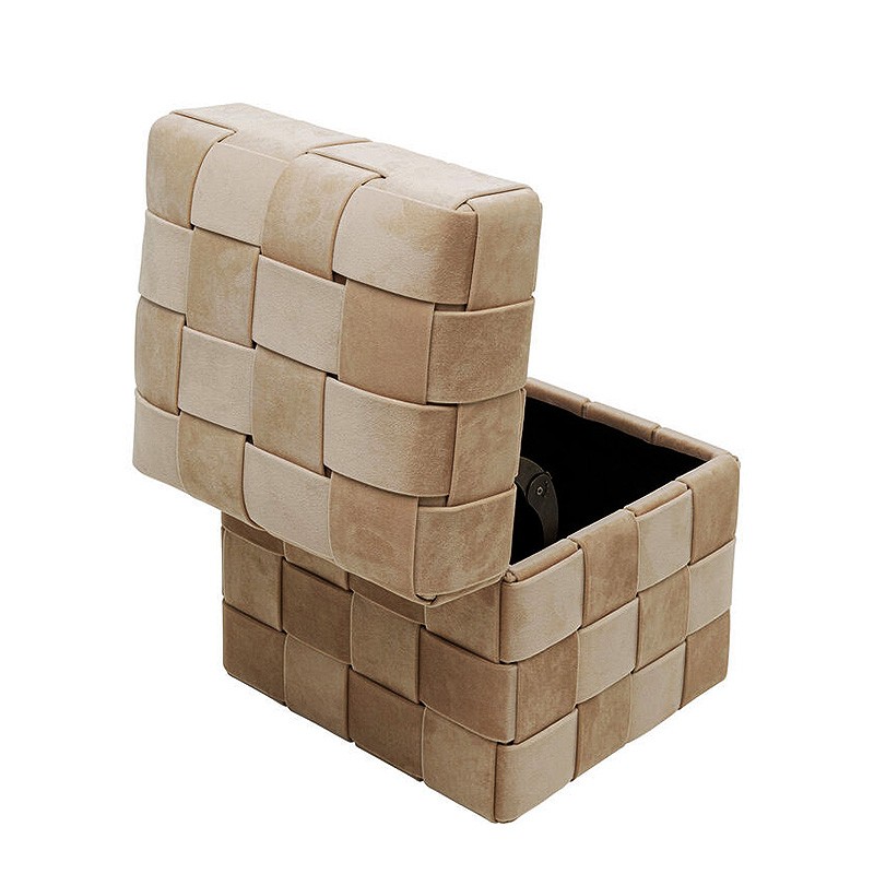 Tabouret coffre rangement WEAVE beige, 2 tailles