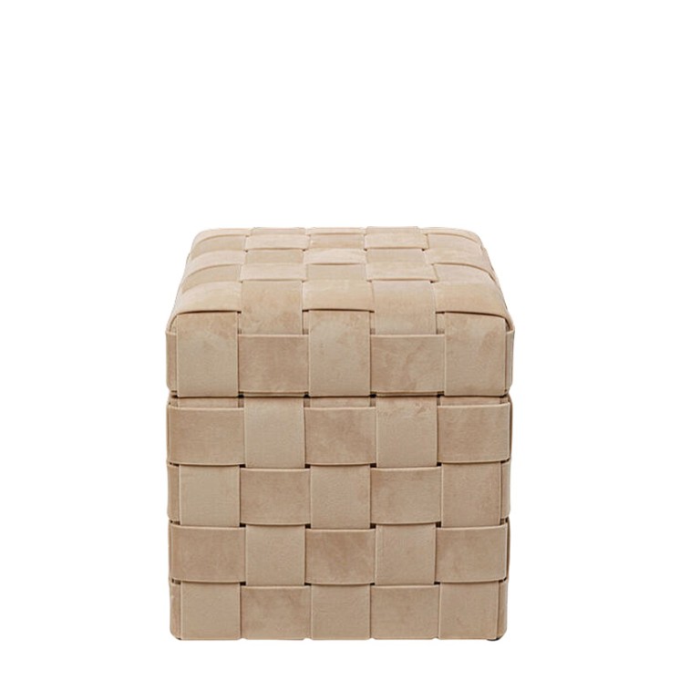 Tabouret coffre rangement WEAVE beige, 2 tailles