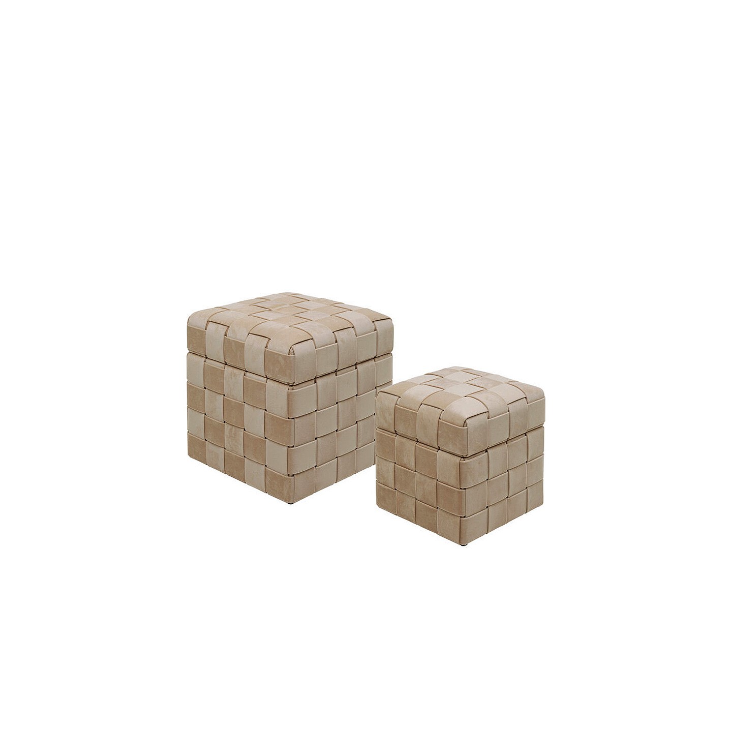 Tabouret coffre rangement WEAVE beige, 2 tailles