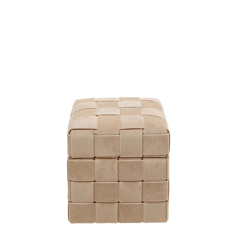 Tabouret coffre rangement WEAVE beige, 2 tailles