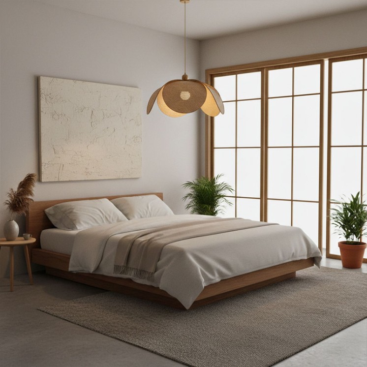 Suspension luminaire en osier LAVRIO, diamètre 48 ou 60 cm