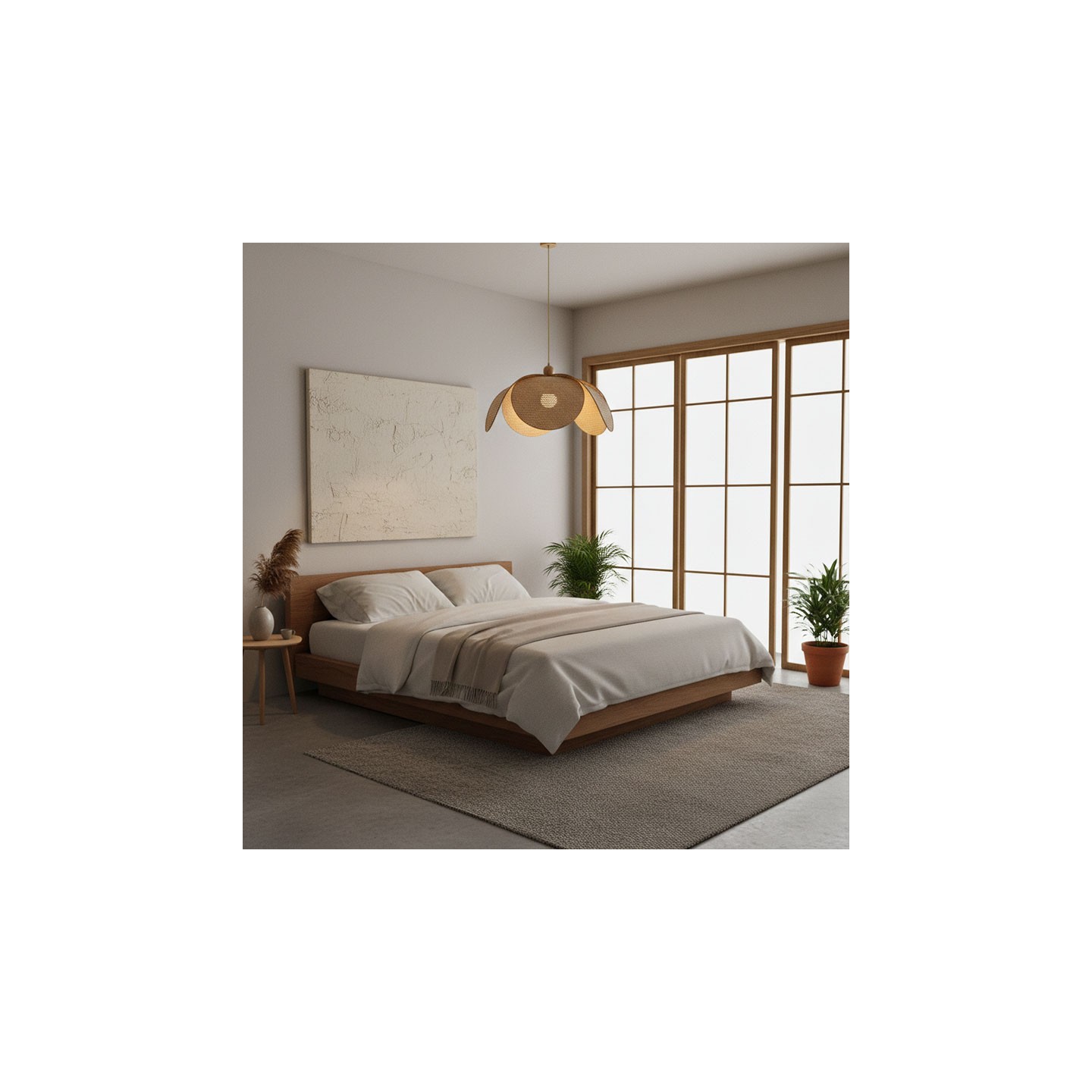 Suspension luminaire en osier LAVRIO, diamètre 48 ou 60 cm