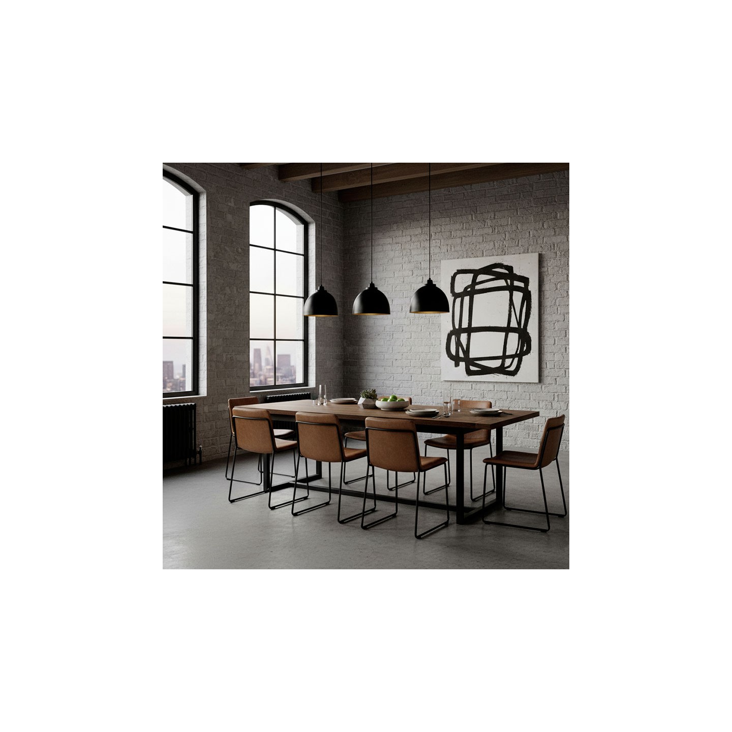 Luminaire 3 suspensions KYLIE noir mat et or