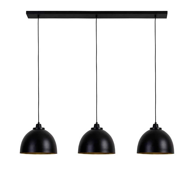 Luminaire 3 suspensions KYLIE noir mat et or