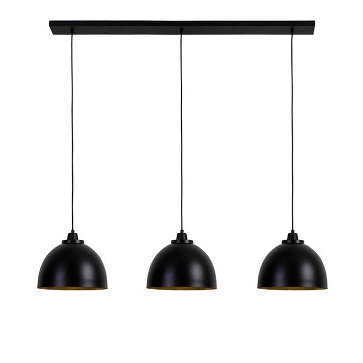 Luminaire 3 suspensions KYLIE noir mat et or