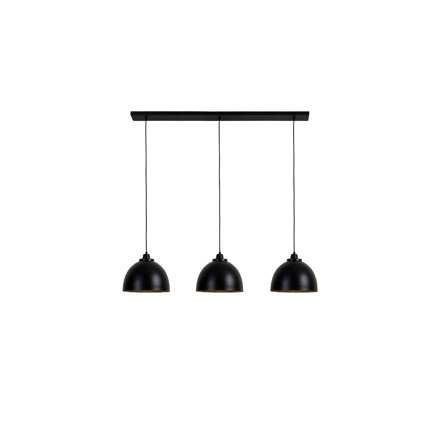 Luminaire 3 suspensions KYLIE noir mat et or