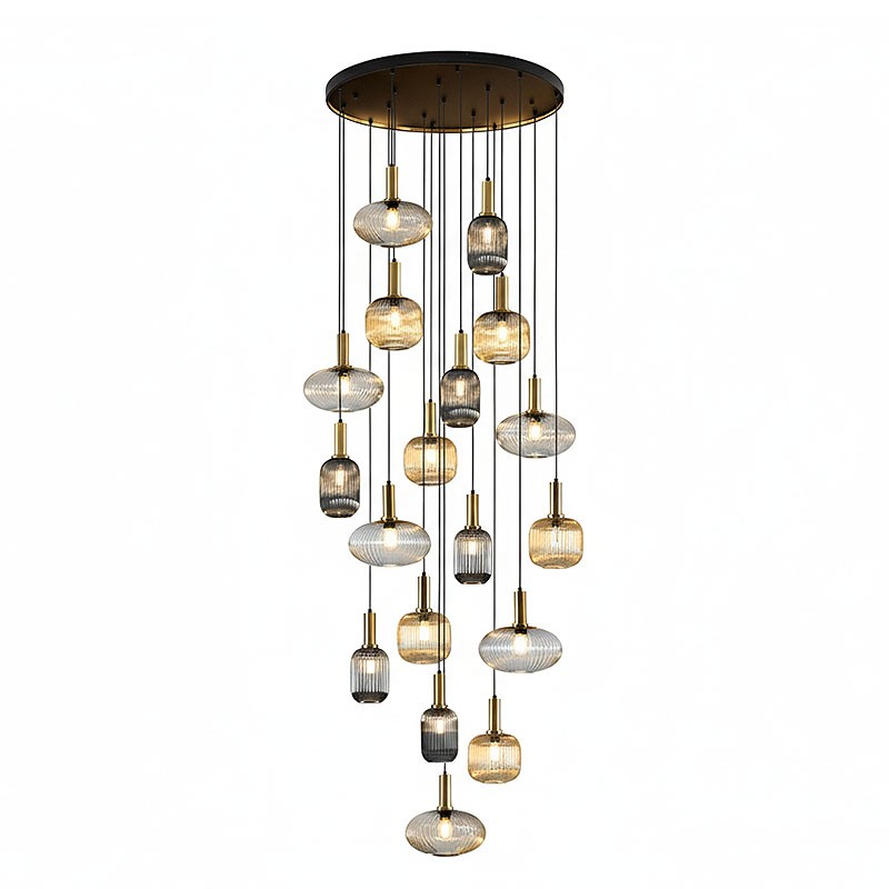 Grand lustre pour plafond haut NORMA 18 lumières