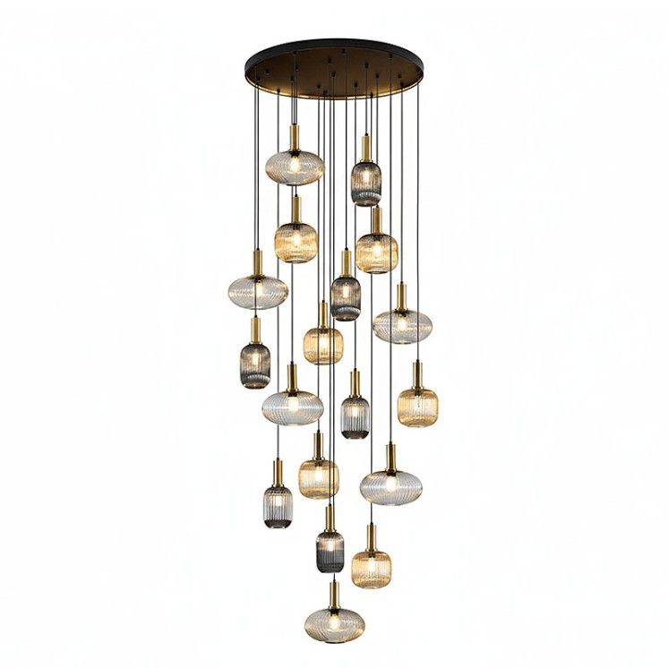 Grand lustre pour plafond haut NORMA 18 lumières