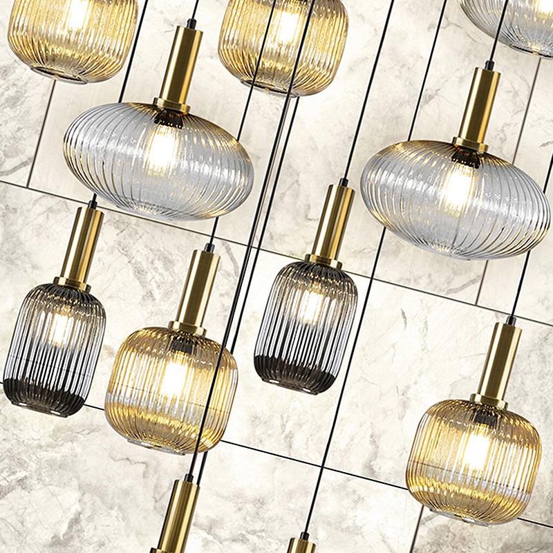 Grand lustre pour plafond haut NORMA 18 lumières