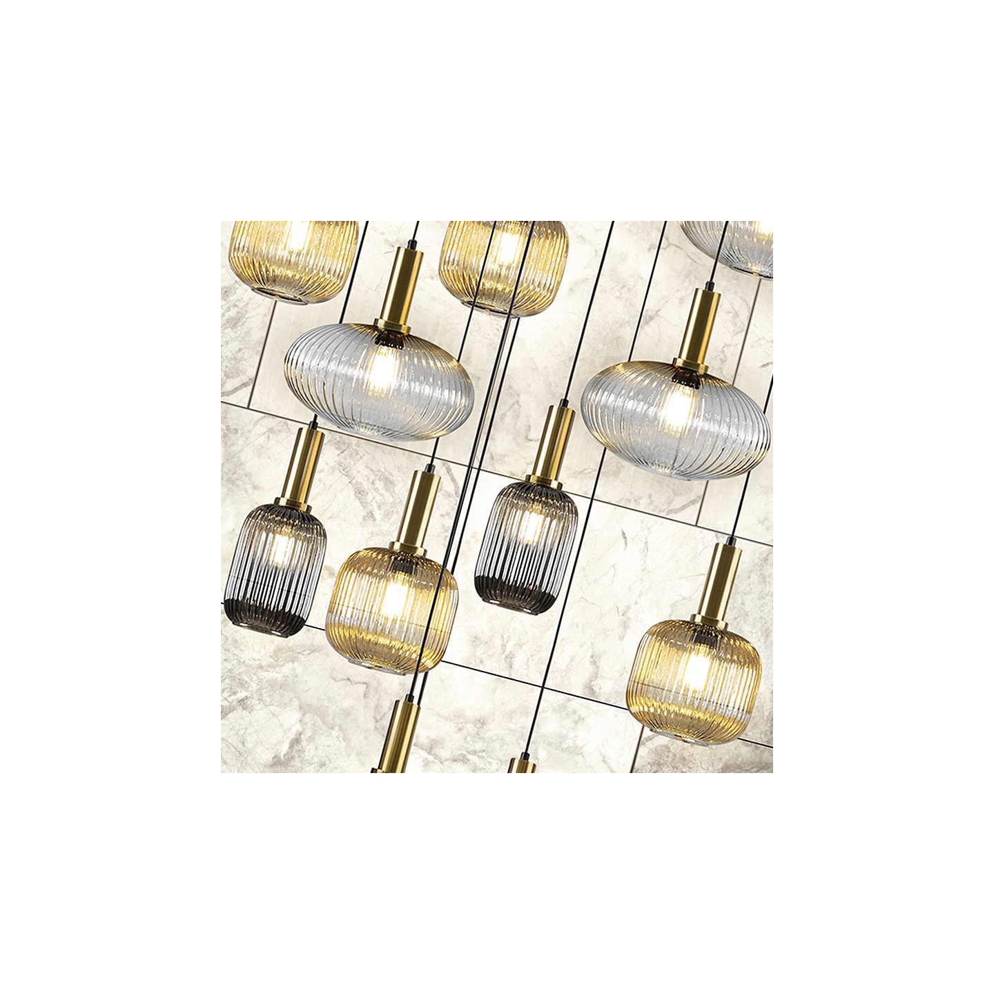 Grand lustre pour plafond haut NORMA 18 lumières