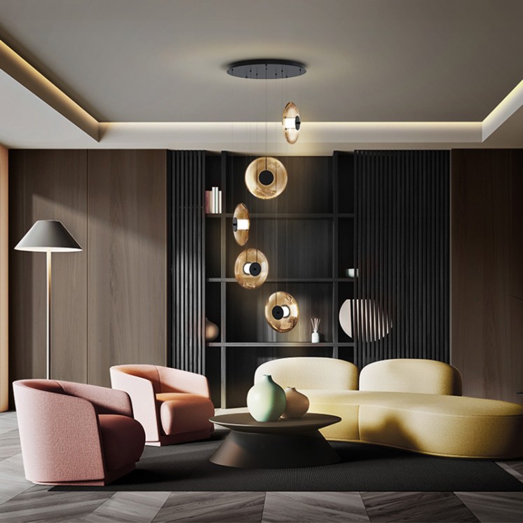 Luminaire plafond haut DIABOLO noir et or