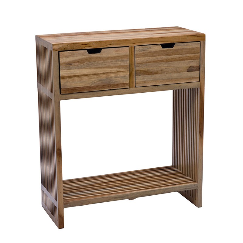 Console en teck massif CALOPSITE à 2 tiroirs