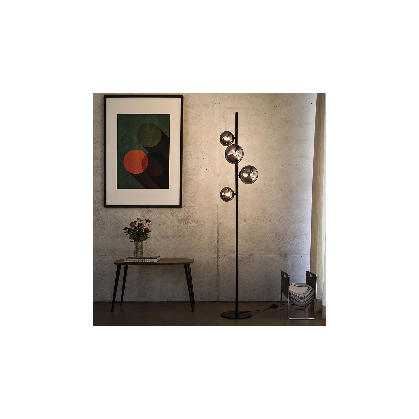 Lampadaire boule en verre PERLAGE, 3 finitions