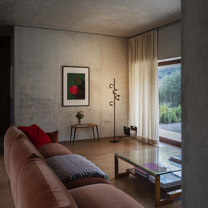 Lampadaire boule en verre PERLAGE, 3 finitions